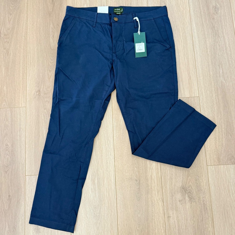 A16 6th Sense Kansas Chino Mens 36x30 Dinuba Dress Blue Textured Print Pants NWT